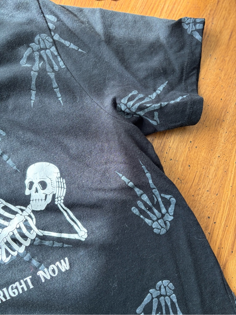 Women’s Black Graphic Tee with Skeleton Print - "Literally Dead Right Now" - Picture 4 of 6